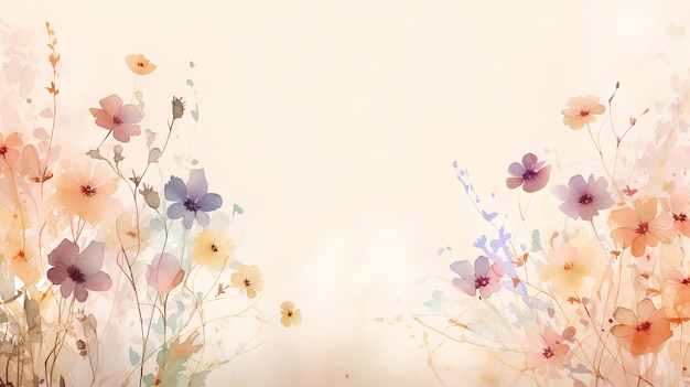 Autumn background design with watercolor brush texture Flower