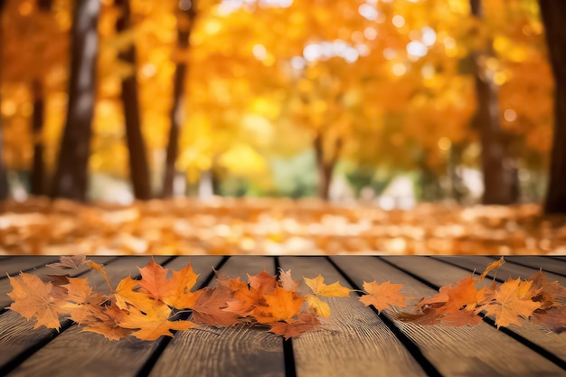 黄金の森の秋の背景の床