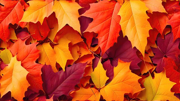 Autumn background from colorful leaves closeup