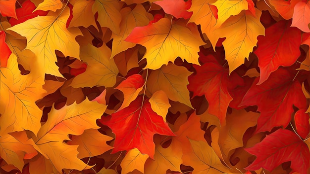 Autumn background from colorful leaves closeup