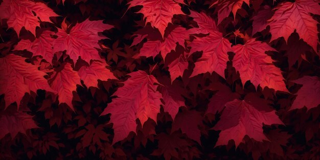 Autumn background from colorful red leaves close up