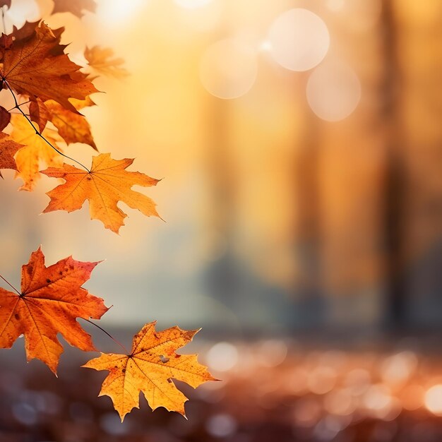 写真 秋の葉とコピースペースのぼんやりした秋の背景 ジェネレーティブai