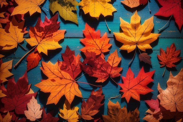 Photo autumn background with colorful leaves