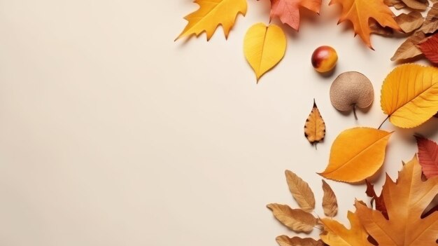 Photo autumn background with falling leaves and copy space