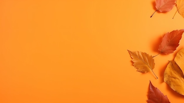 Autumn background with falling leaves Illustration AI Generative