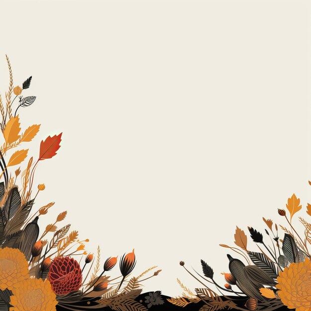 Autumn background with flowers and leaves