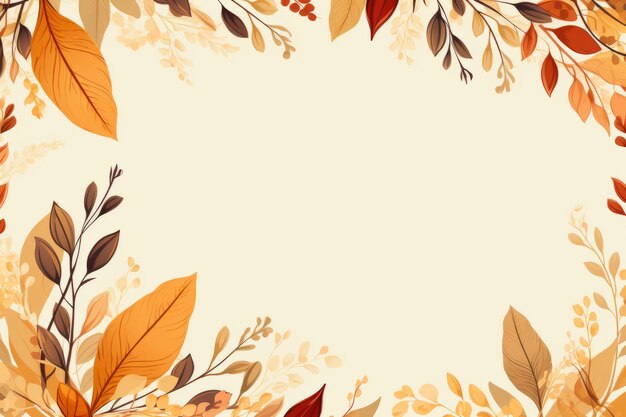 An autumn background with leaves and berries