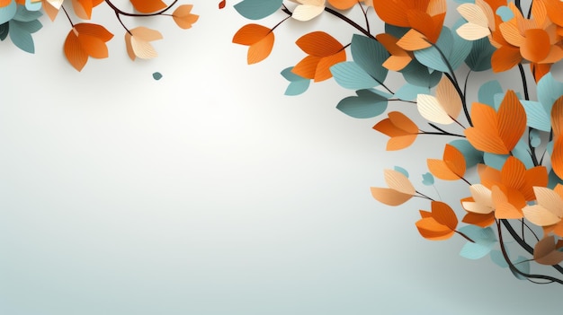 autumn background with orange and blue leaves