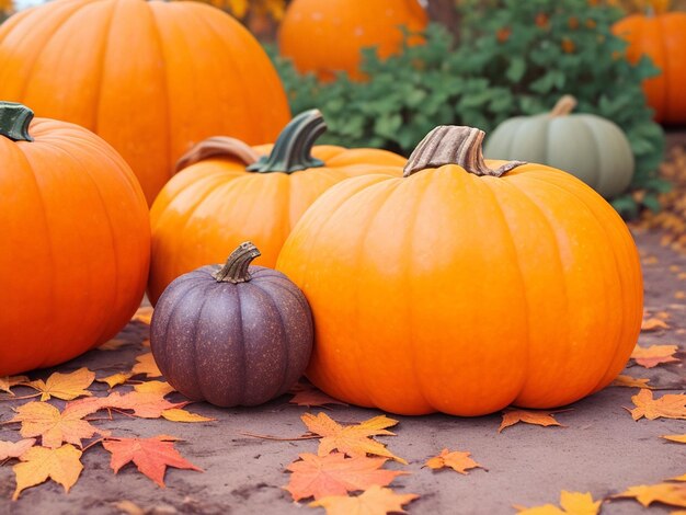 Autumn background with pumpkin thanksgiving day selective focus