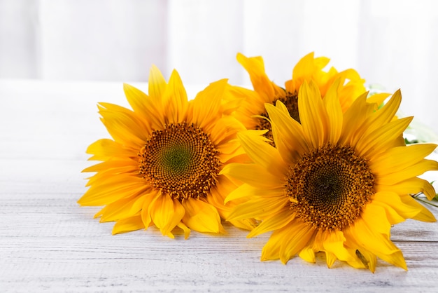 Autumn background with sunflowers