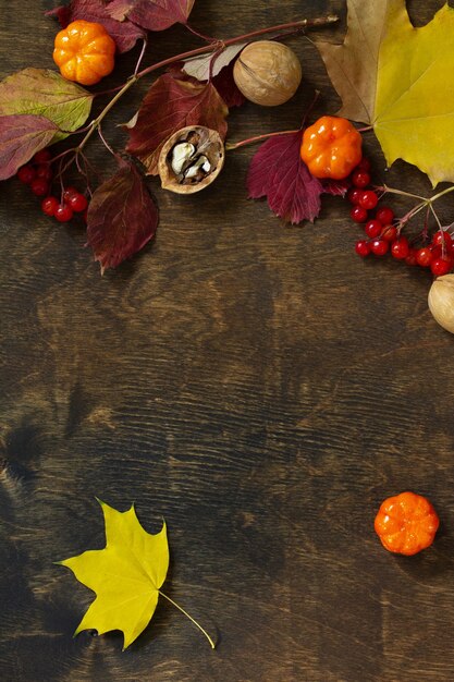 Autumn backgrounds Thanksgiving or autumn harvest table setting Top view