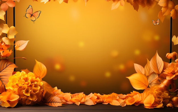 Autumn banner with orange leaves background