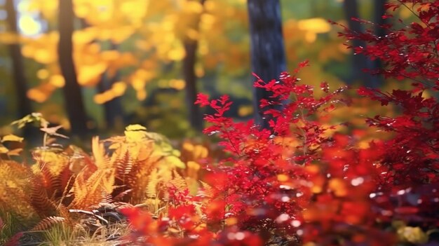 Autumn beauty in nature vibrant colored forest foliage generated