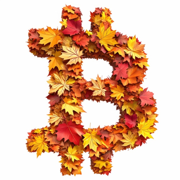 Autumn Bitcoin Sign isolated on White Background