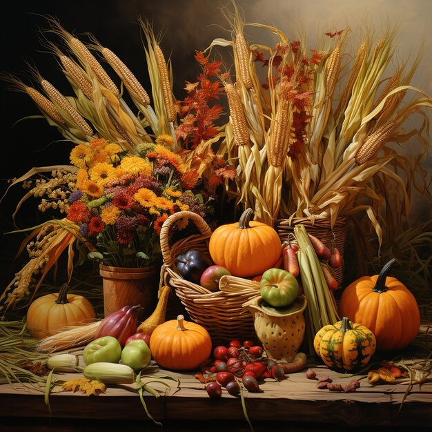 Photo autumn bounty beautiful autumn harvest