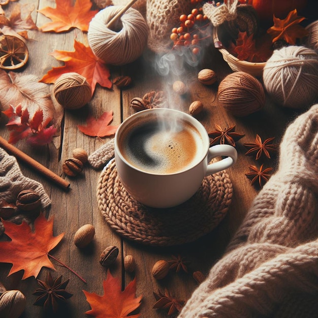 Photo autumn brew cozy coffee moments