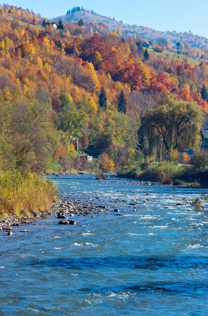 Autunno fiume di montagna dei carpazi ucraina