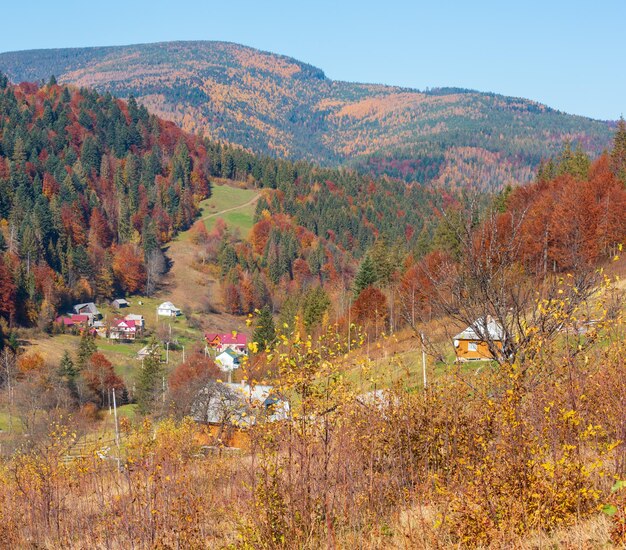 Villaggio dei carpazi d'autunno ucraina