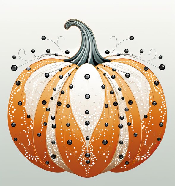 Photo an autumn cartoon of a coloring pumpkin with dots in the style of meticulous linework precision