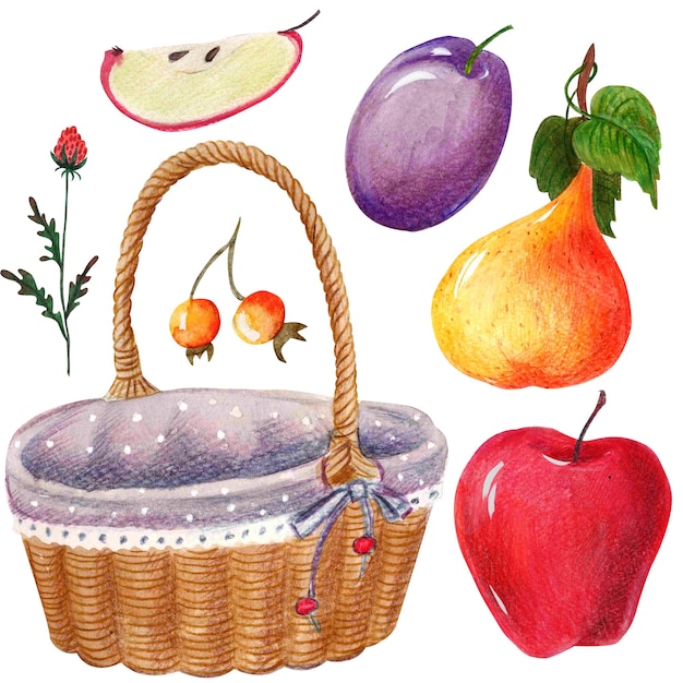 Autumn clip art with vegetables and fruits