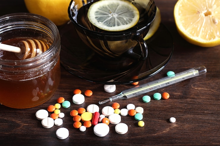 Photo autumn cold and drugs to help overcome it