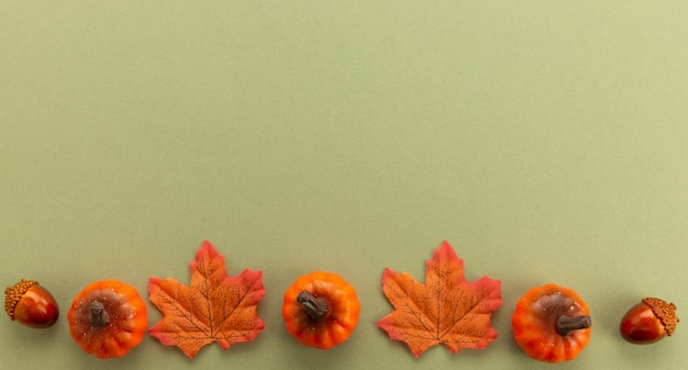 autumn collage on a green background with free space for your text autumn template invitation banner