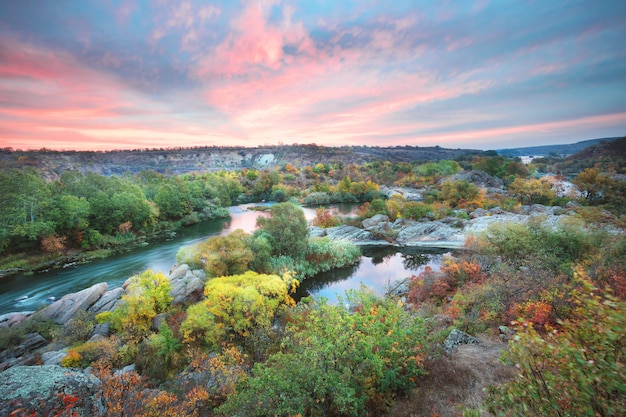 Autumn colorful forest on the banks