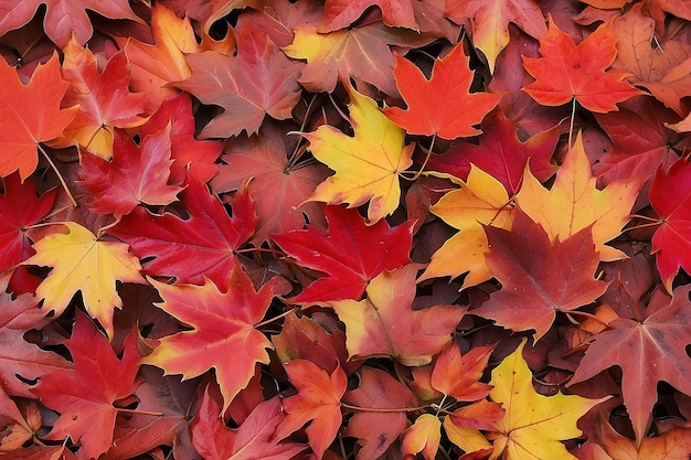 가을의 다채로운 은 메이플 잎