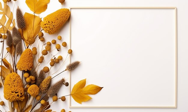 Photo autumn composition frame made of autumn leaves white background flat lay design top view