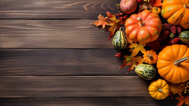 Autumn corner border banner of pumpkins