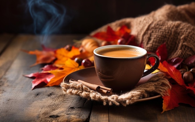 Photo autumn cozy coffee generative ai