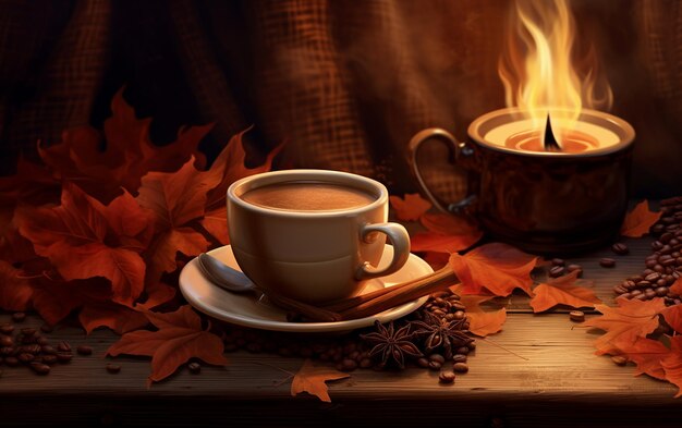 Photo autumn cozy coffee generative ai