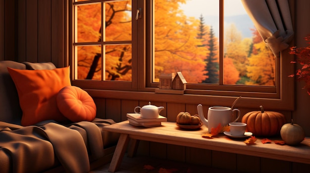 Photo autumn cozy home background