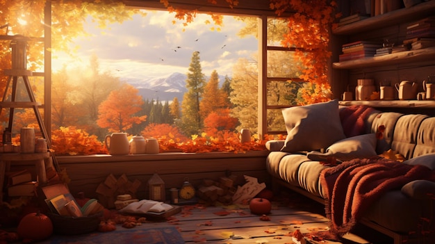 Autumn cozy home background