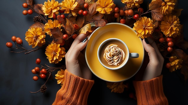 Autumn cup of coffee