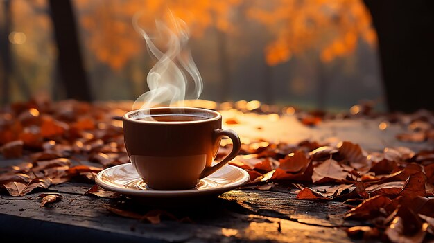 Autumn cup of coffee