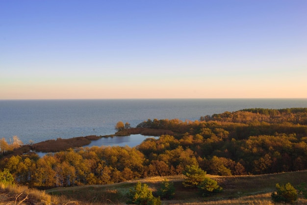 autumn day seascape coast top view