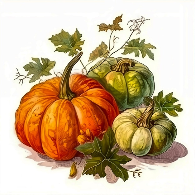 Фото Осенний декор тыквы и листьев рисунок
