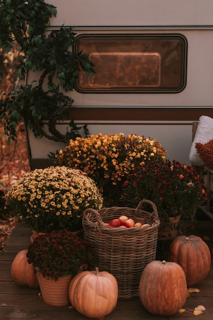 Autumn decorations of the trailer