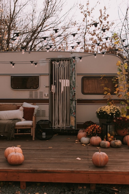 Autumn decorations of the trailer