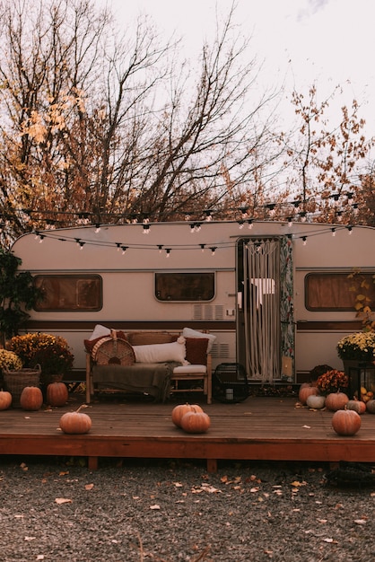 Autumn decorations of the trailer