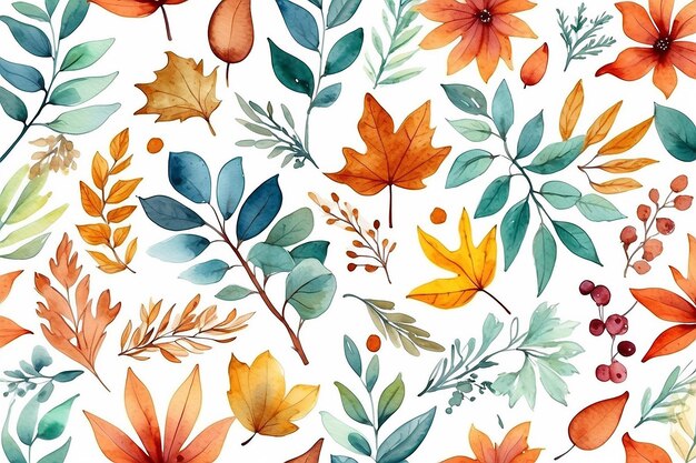 Photo autumn decorative background watercolor style