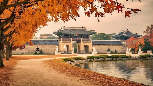 Autumn of deoksugung palace in seoul city south korea