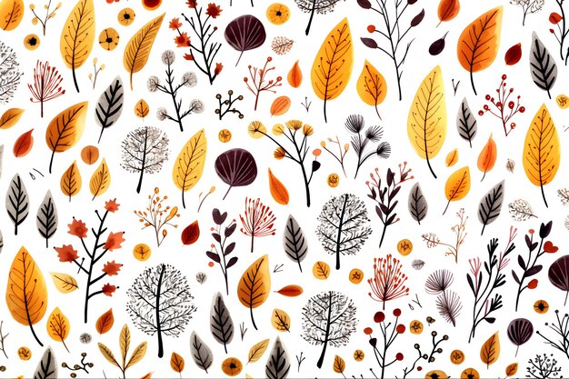 Photo autumn doodle pattern