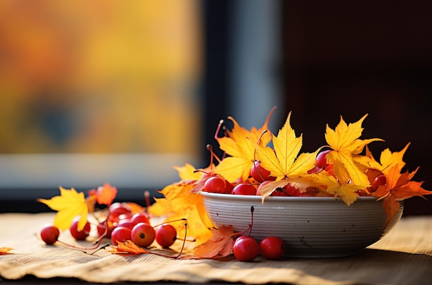 Autumn dry leaves with grapes