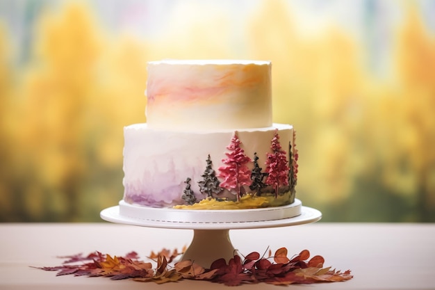 계절의 화려함을 더해주는 가을 우아함 웨딩 케이크