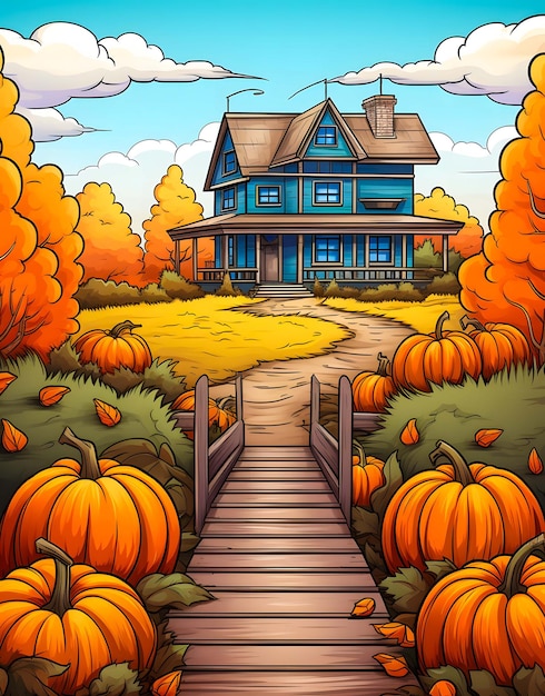 Autumn fall background with pumpkins Ai Generated