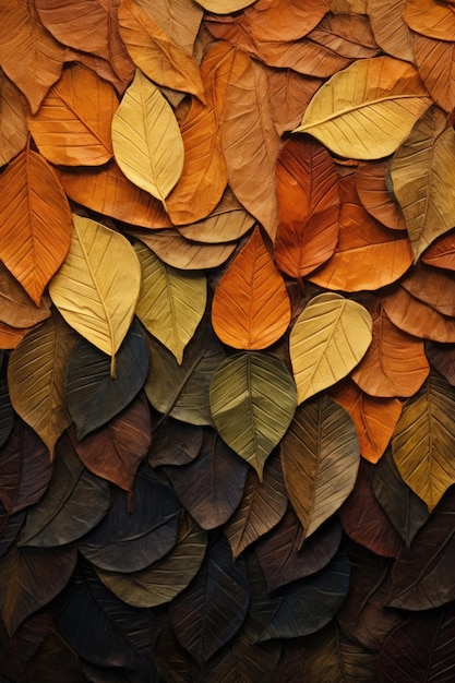 Autumn fall leaves texture background created using generative ai technology