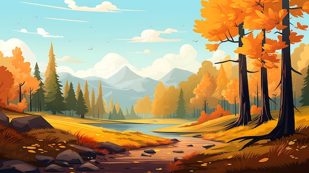 秋の季節の森の風景