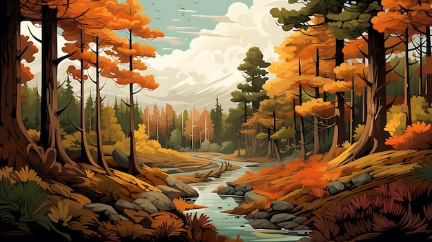 Autumn fall season forest scenery landscape